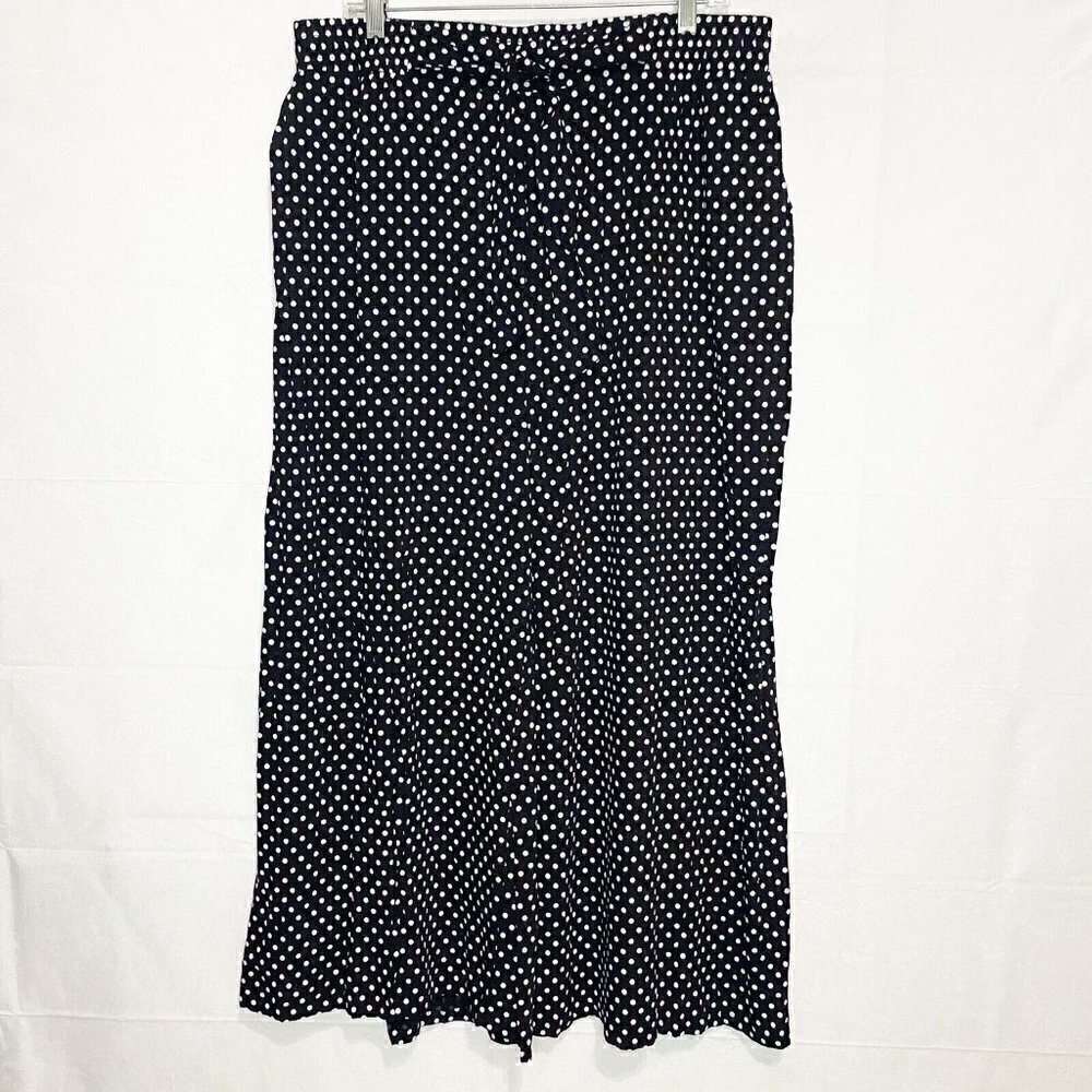 Simply Couture Polkadot Tie-Waist Palazzo Pants Size 2XL (34x25) Elastic NWT